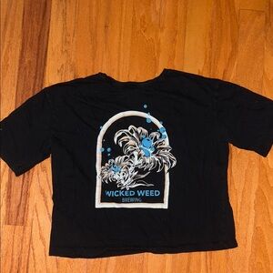 Wicked Weed Brewing Black Tee with Floral Graphic